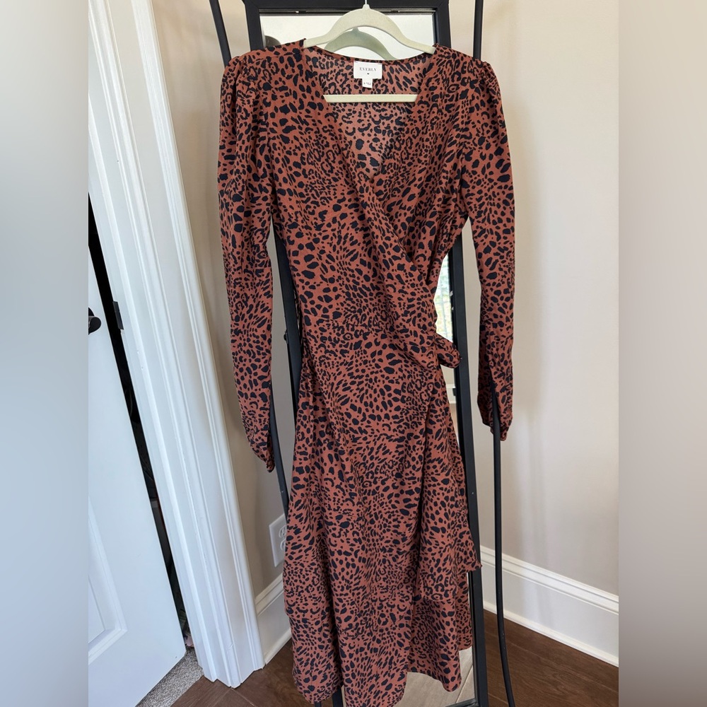 Everly Brown and Black Animal Print Long Sleeve Dress